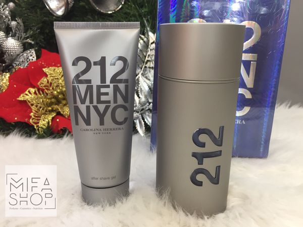 Bộ quà tặng nước hoa, gel cạo râu after shave carolina herrera 212 men nyc 100ml