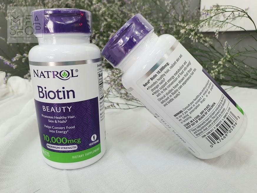 Viên uống mọc tóc natrol biotin 10000mcg Mỹ 100 viên chính hãng 