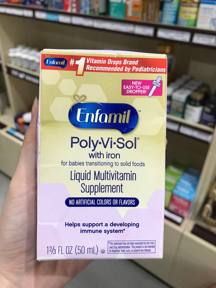 Vitamin tổng hợp cho bé Enfamil Polyvisol Multivitamin With Iron For Infants Toddlers chính hãng 